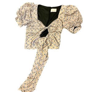 Puff Sleeve Tie Crop - Champagne